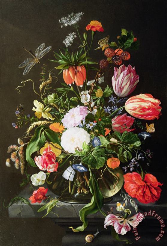 Still Life of Flowers painting - Jan Davidsz de Heem Still Life of Flowers Art Print