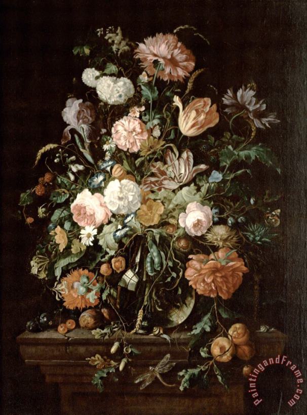 Still Life with Flowers in a Glass Bowl painting - Jan Davidsz de Heem Still Life with Flowers in a Glass Bowl Art Print