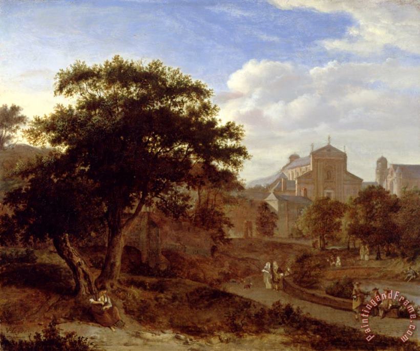 Jan van der Heyden Two Churches And a Town Wall Art Painting