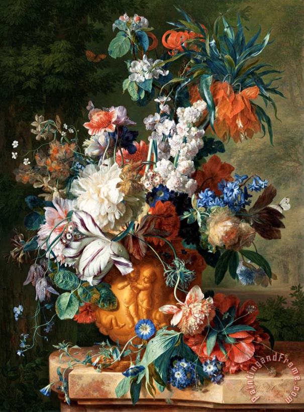 Jan Van Huysum Bouquet of Flowers in an Urn Art Painting