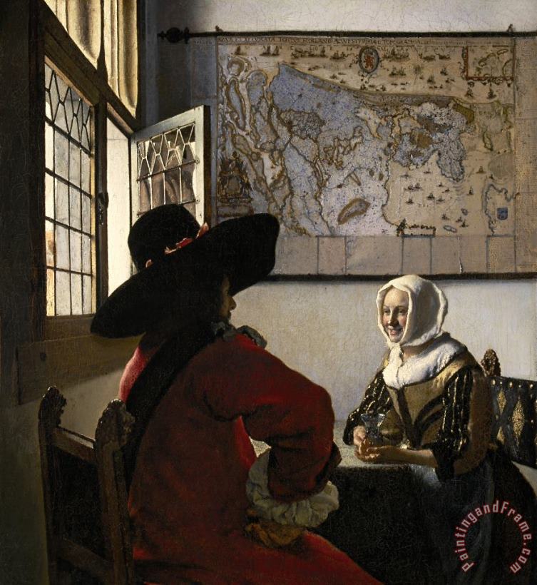 Jan Vermeer De Soldaat En Het Lachende Meisje Art Painting