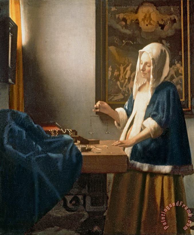 Jan Vermeer Woman Holding a Balance Art Painting