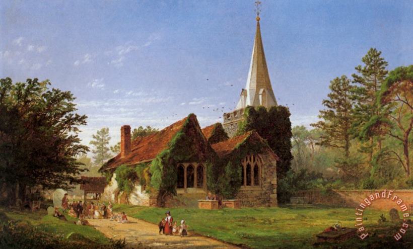 The Church at Stoke Poges painting - Jasper Francis Cropsey The Church at Stoke Poges Art Print