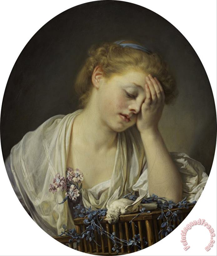 Jean-Baptiste Greuze  A Girl with a Dead Canary Art Painting