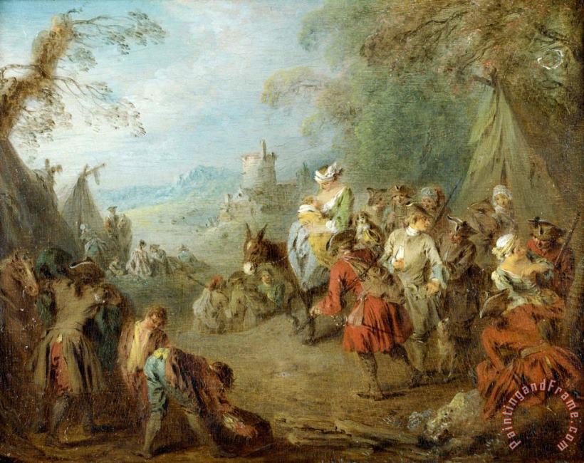 Jean-Baptiste Pater Encampment (soldiers' Halt) Art Painting