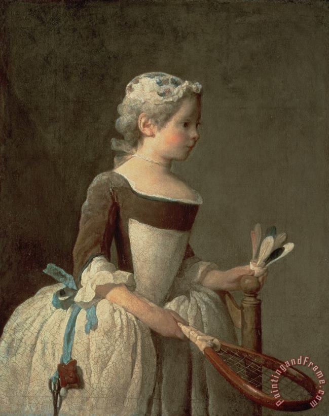 Jean-Baptiste Simeon Chardin Girl with Racket and Shuttlecock Art Painting