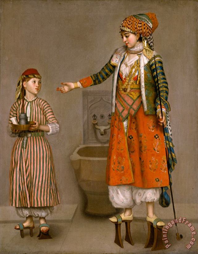 A Frankish Woman And Her Servant painting - Jean-Etienne Liotard A Frankish Woman And Her Servant Art Print
