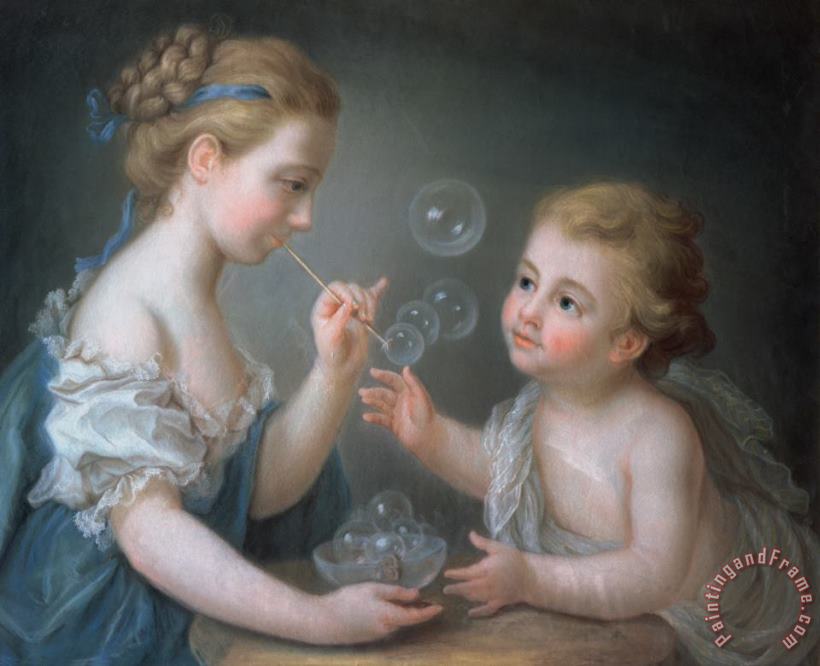 Jean-Etienne Liotard Children blowing bubbles Art Painting