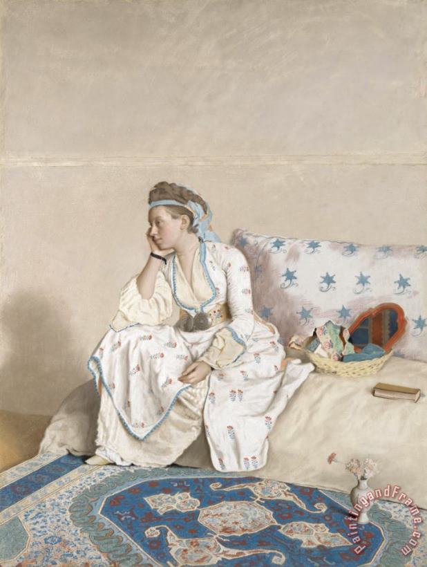 Jean-Etienne Liotard Portret Van Marie Fargues, Echtgenote Van De Kunstenaar, in Turks Kostuum Art Painting
