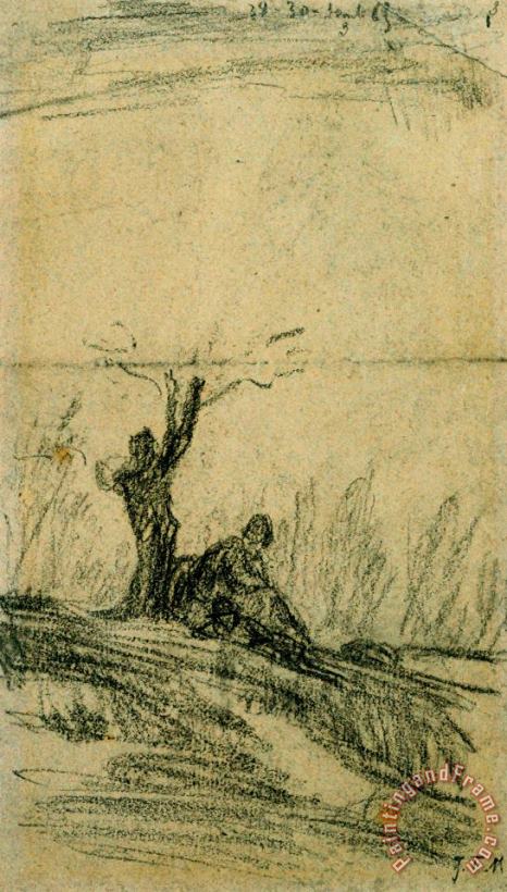 Jean-Francois Millet Figure Seated Under a Tree Art Painting