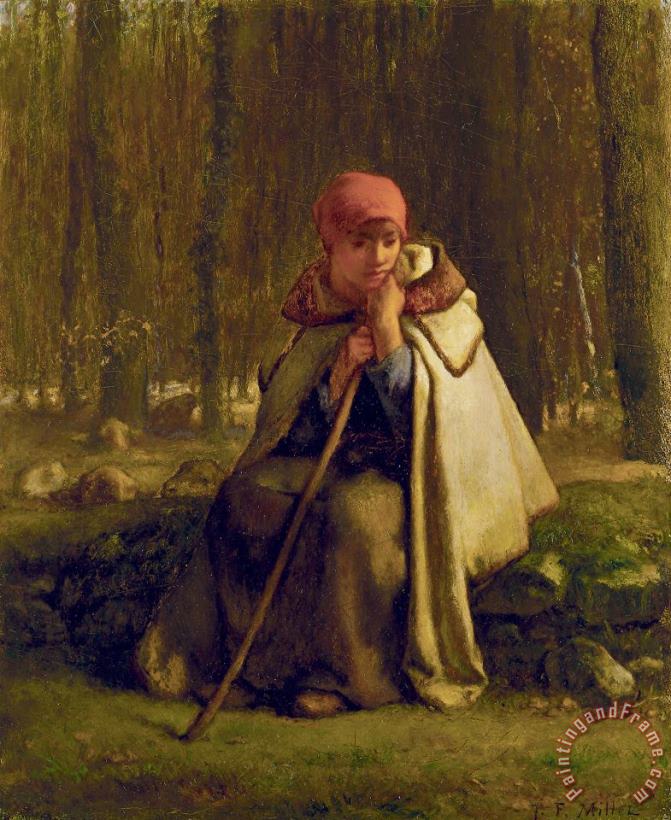 Jean-Francois Millet Seated Shepherdess Art Print