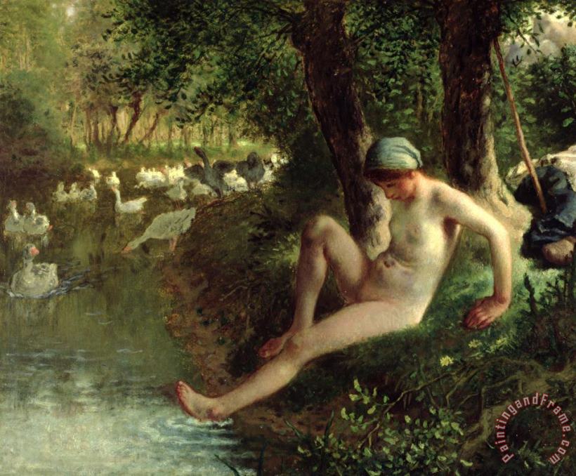 The Bather painting - Jean-Francois Millet The Bather Art Print The Bather painting - Jean-Francois Millet The Bather Art Print