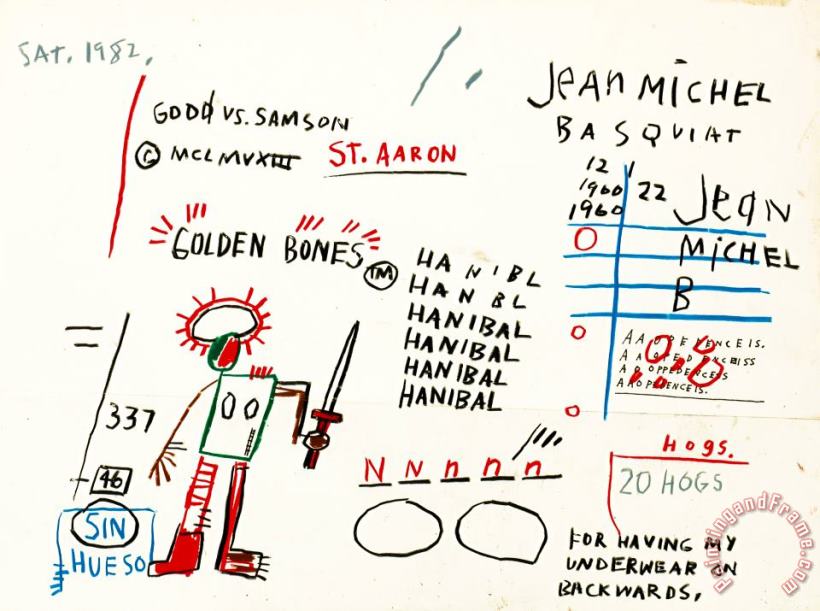 Golden Bones painting - Jean-michel Basquiat Golden Bones Art Print