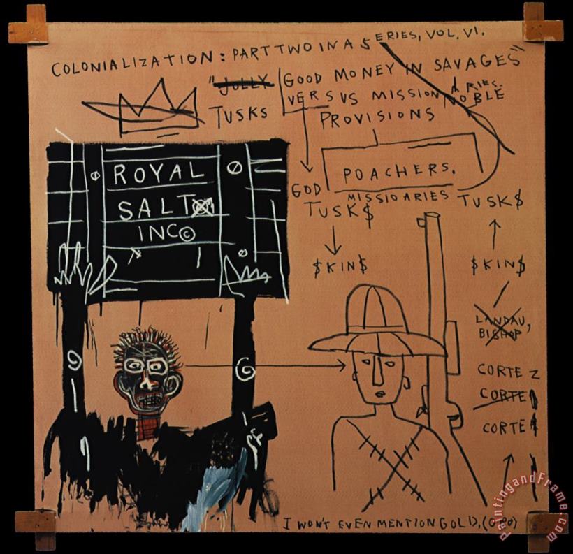 Jean-michel Basquiat Native Carrying Some Guns Bibles Amorites on Safari Art Print
