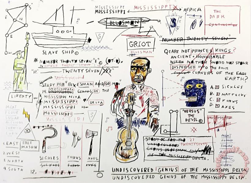 Jean-michel Basquiat Portfolio of Wolf Sausage, King Brand, Dog Leg Study And Undiscovered Genuis, 2019 Art Print