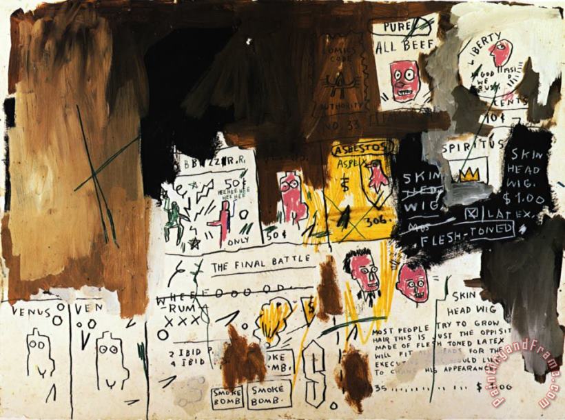 Skin Head Wig painting - Jean-michel Basquiat Skin Head Wig Art Print