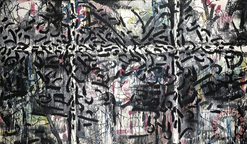 Dark Background, White Squares with Black Streaks, 1964 painting - Jean-paul Riopelle Dark Background, White Squares with Black Streaks, 1964 Art Print