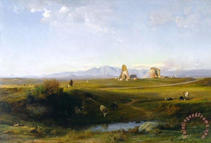 Jean Achille Benouville A View of The Roman Countryside Art Painting