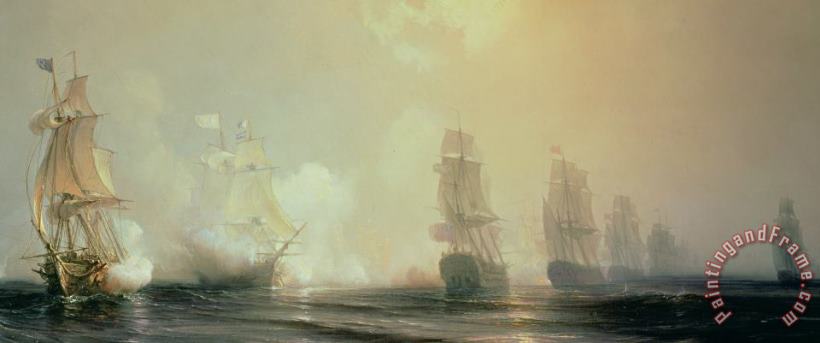 Jean Antoine Theodore Gudin Naval Battle in Chesapeake Bay Art Print
