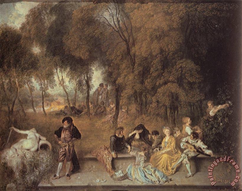 Meeting in The Open Air painting - Jean Antoine Watteau Meeting in The Open Air Art Print