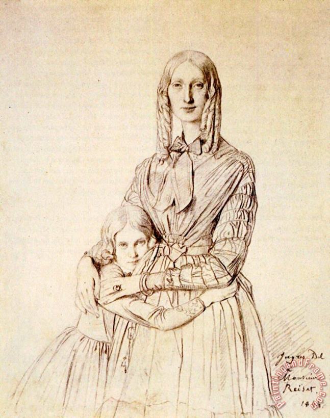 Jean Auguste Dominique Ingres Madame Frederic Reiset, Born Augustine Modest Hortense Reiset, And Her Daughter, Theres Hortense Marie Art Print