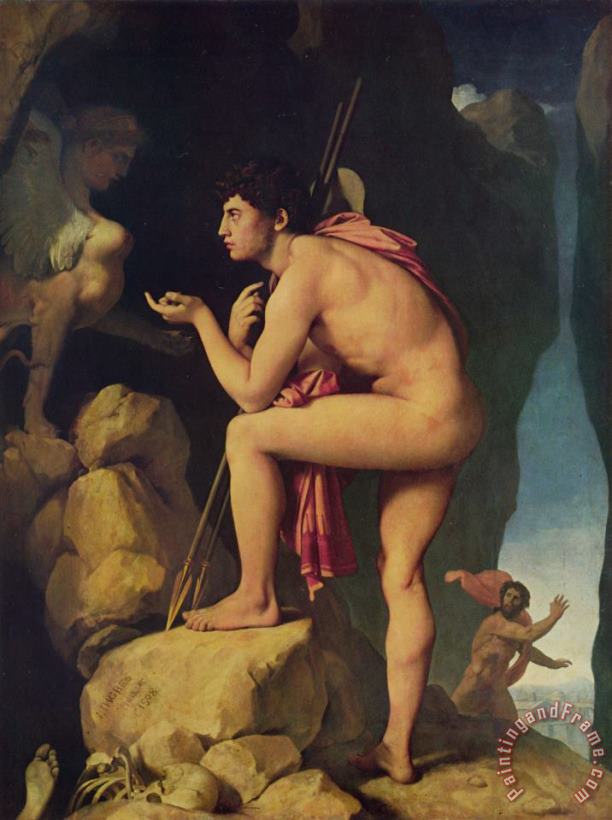 Jean Auguste Dominique Ingres Oedipus And The Sphinx Art Print
