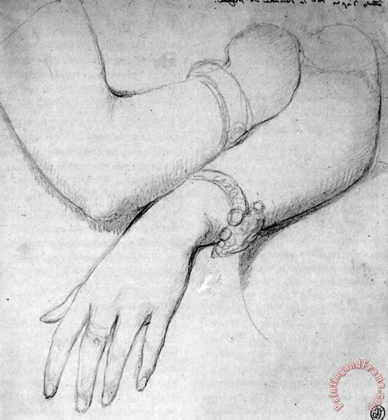 Jean Auguste Dominique Ingres Study for Josephine Eleonore Marie Pauline De Galard De Brassac De Bearn, Princesse De Broglie Art Print