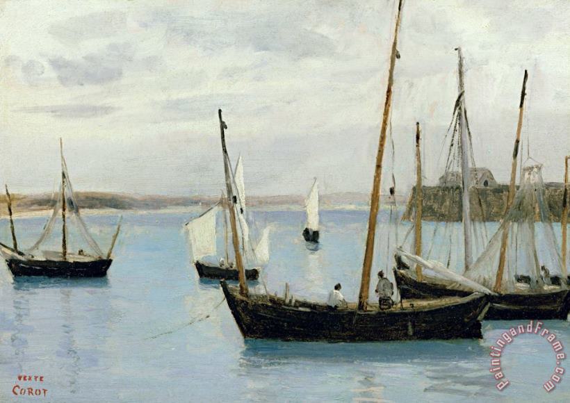 Jean Baptiste Camille Corot Fishing Boats Art Print