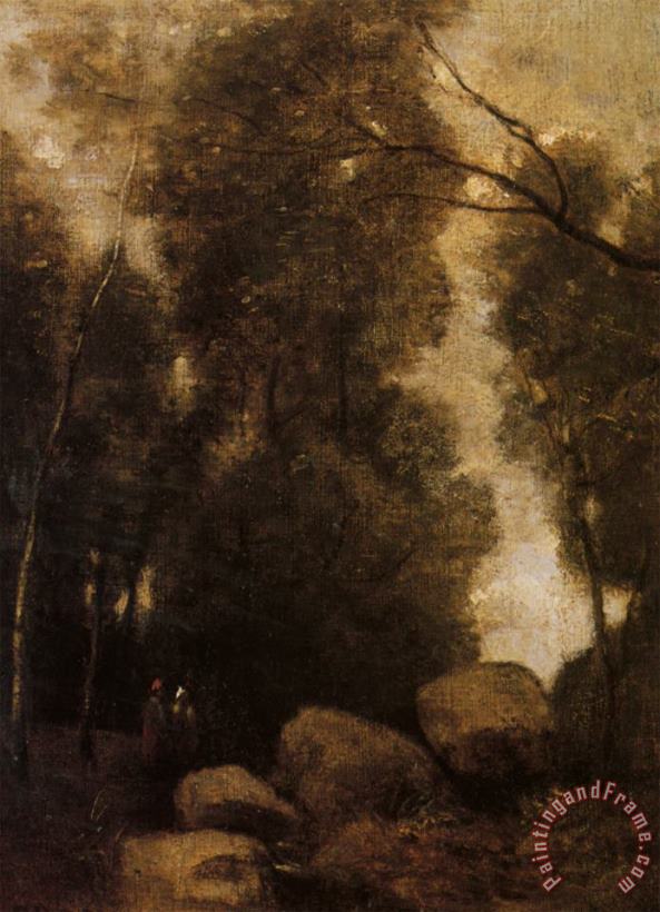 Jean Baptiste Camille Corot Rochers Dans Une Clairiere Art Print