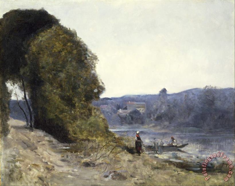 Jean Baptiste Camille Corot The Departure of The Boatman Art Print