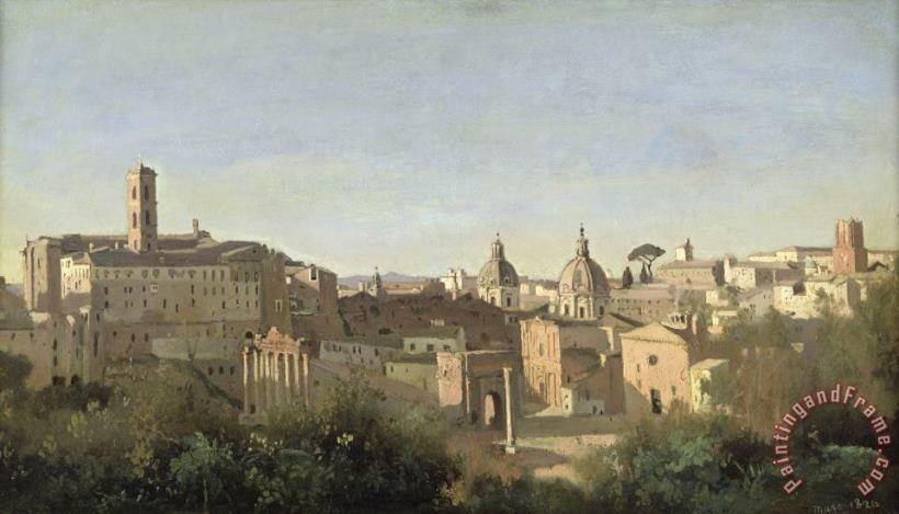 Jean Baptiste Camille Corot The Forum seen from the Farnese Gardens Art Painting