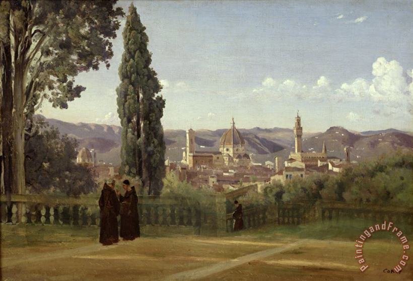 Jean Baptiste Camille Corot View of Florence from the Boboli Gardens Art Print