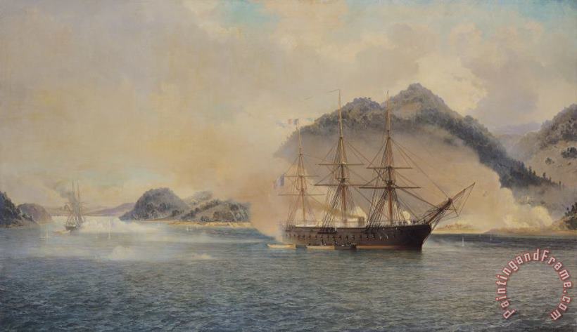 Naval Battle of the Strait of Shimonoseki painting - Jean Baptiste Henri Durand Brager Naval Battle of the Strait of Shimonoseki Art Print