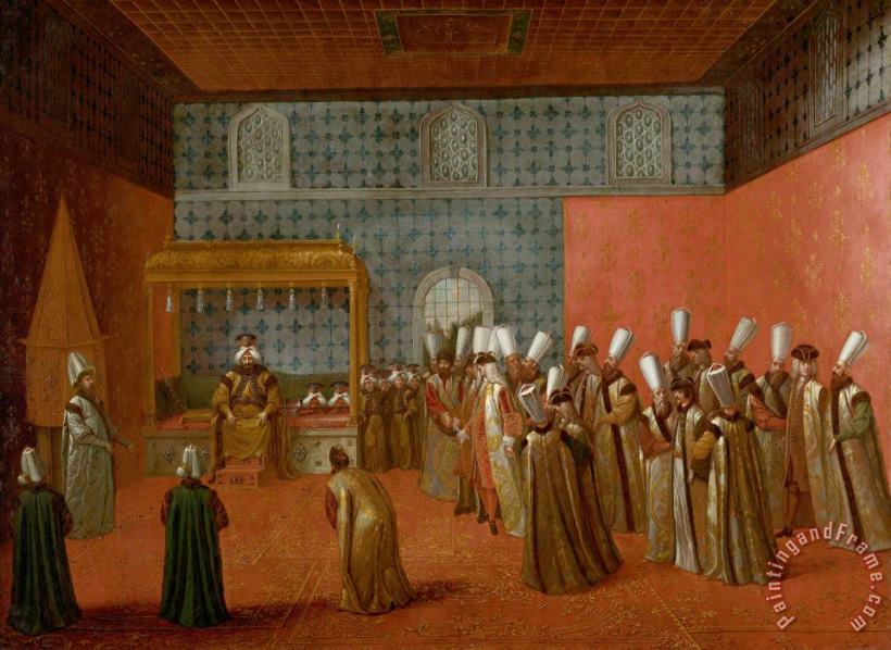 Jean Baptiste Vanmour Ambassador Cornelis Calkoen at His Audience with Sultan Ahmed III Art Painting