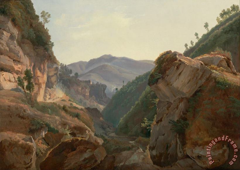 Jean Charles Joseph Remond Mountain Landscape with Road to Naples Art Print