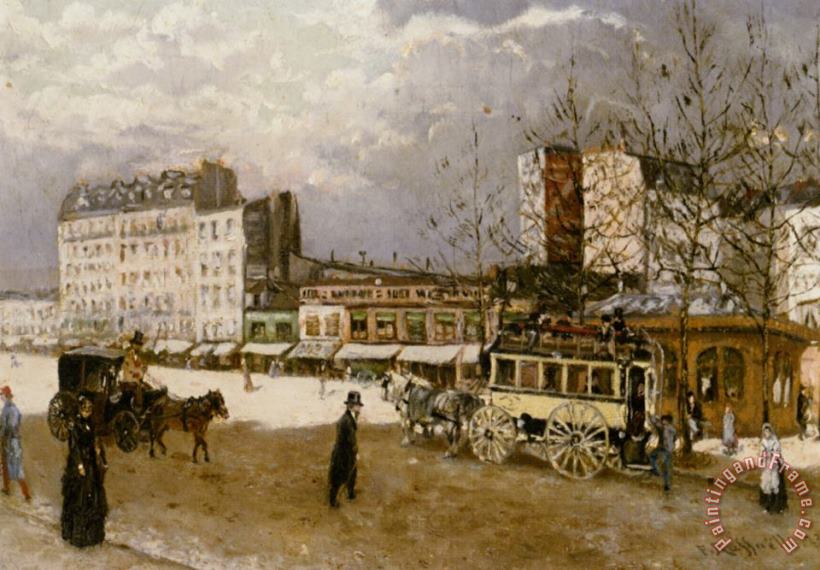 Place Blanche Boulevard Clichy painting - Jean Francois Raffaelli Place Blanche Boulevard Clichy Art Print
