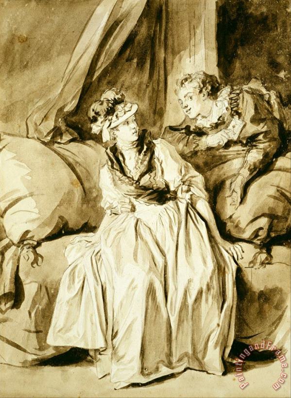 Jean Honore Fragonard The Letter Or The Spanish Conversation Art Painting