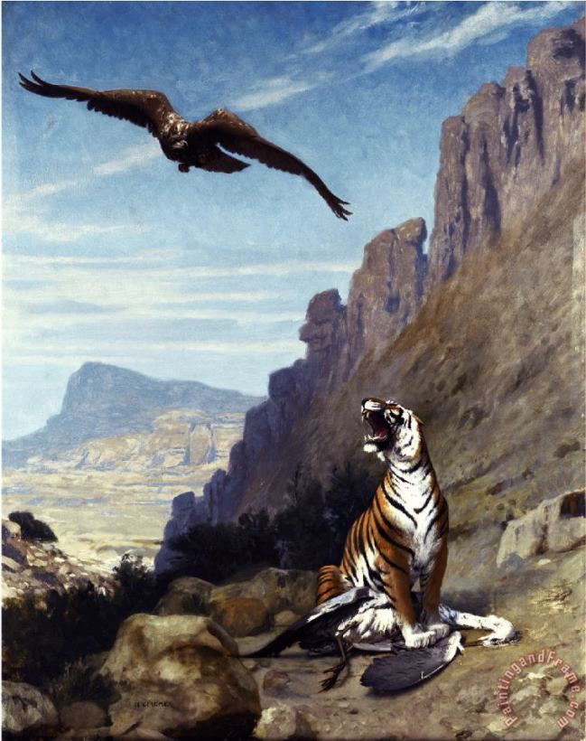 Jean Leon Gerome Tiger And Vulture Art Print