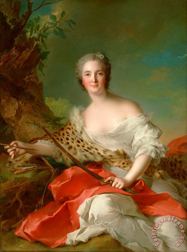 Jean Marc Nattier Portrait of Constance Gabrielle Magdeleine Bonnier De La Mosson As Diana Art Print