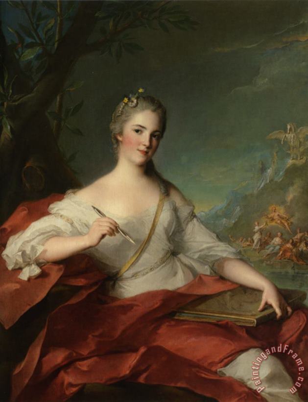 Jean Marc Nattier Portrait of Marie Genevieve Boudrey Represented As a Muse Art Print