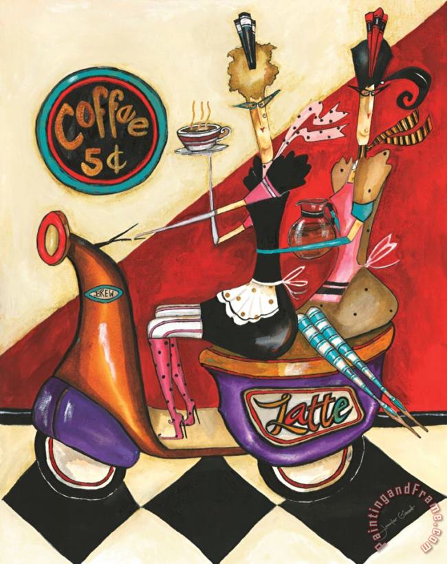 Coffee 5 Cents painting - Jennifer Garant Coffee 5 Cents Art Print