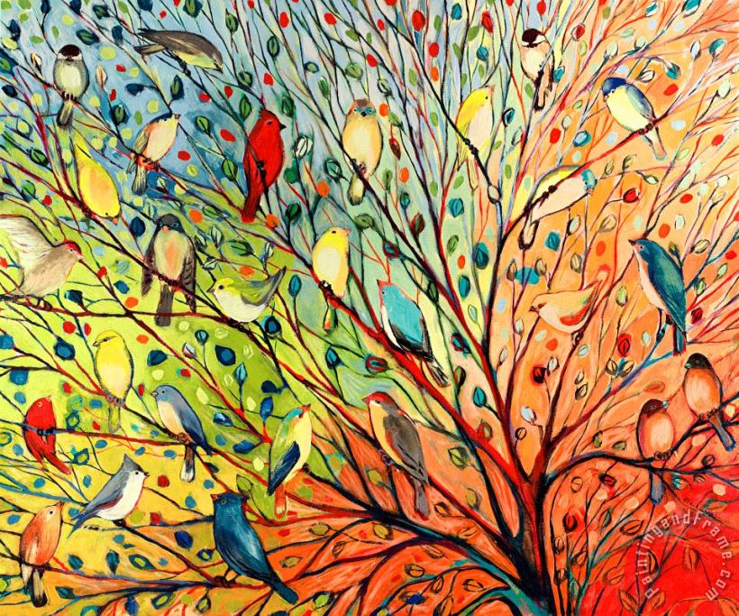 27 Birds painting - Jennifer Lommers 27 Birds Art Print
