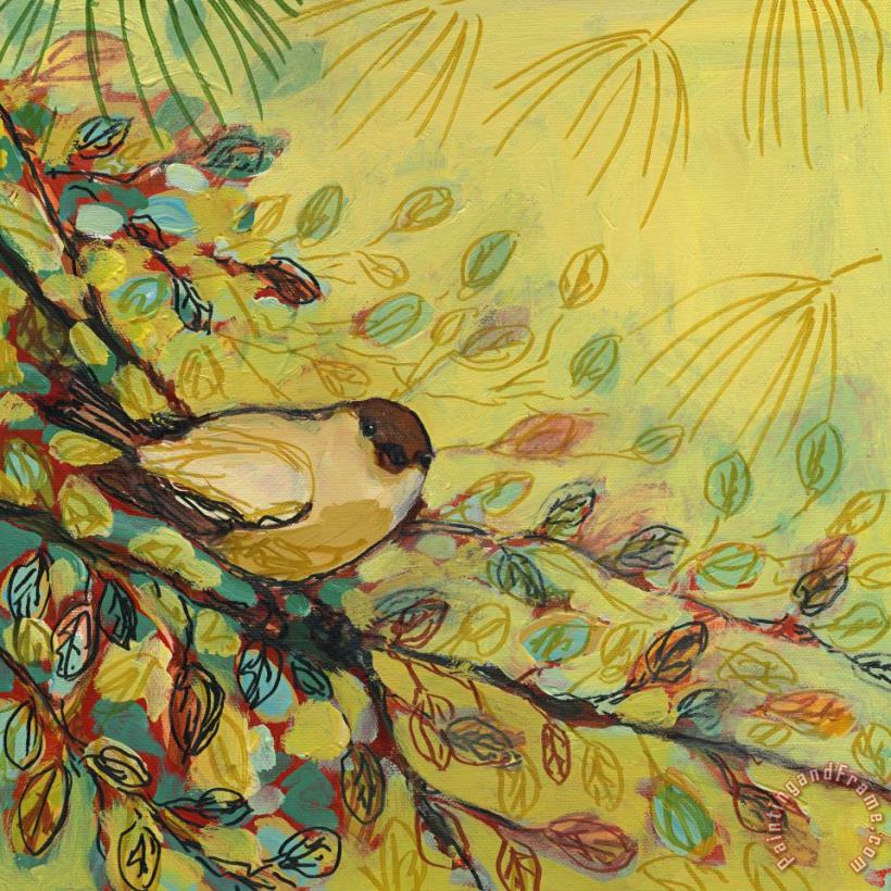 Goldfinch Waiting painting - Jennifer Lommers Goldfinch Waiting Art Print