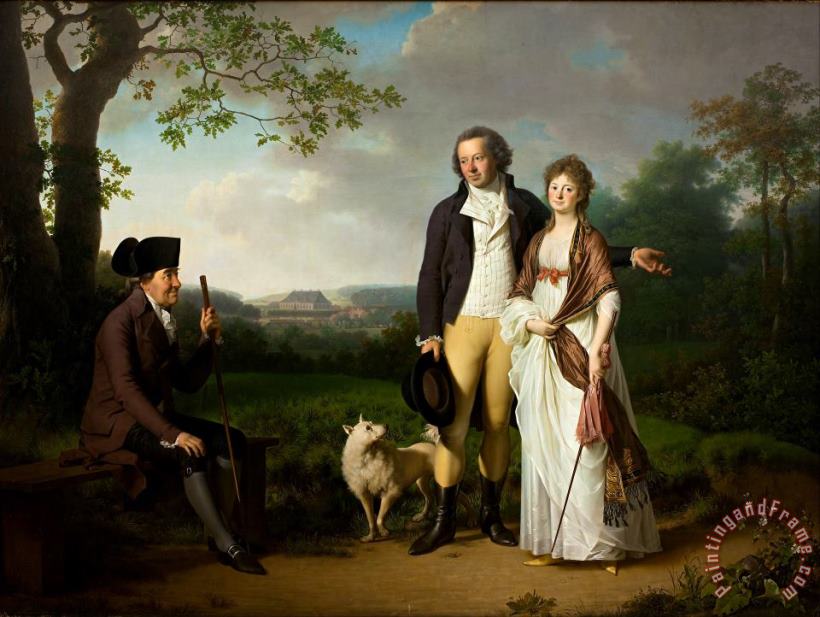 Niels Ryberg with His Son Johan Christian And His Daughter in Law Engelke, Nee Falbe painting - Jens Juel Niels Ryberg with His Son Johan Christian And His Daughter in Law Engelke, Nee Falbe Art Print