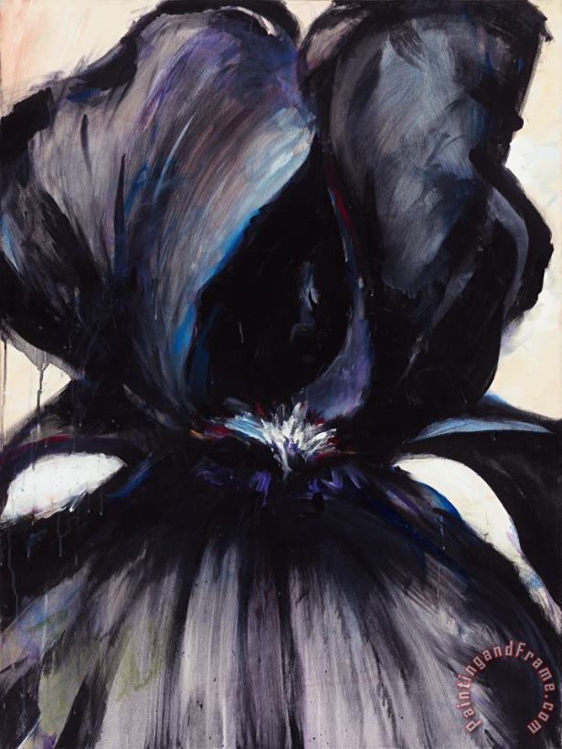 Delilah Black Iris painting - Jerome Lawrence Delilah Black Iris Art Print