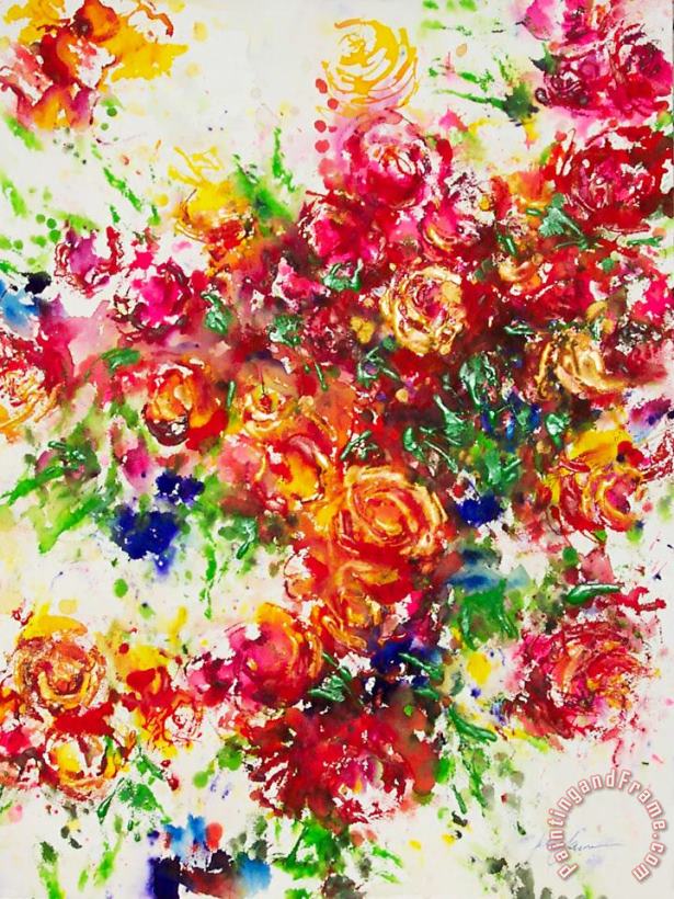 Ellyns Roses painting - Jerome Lawrence Ellyns Roses Art Print