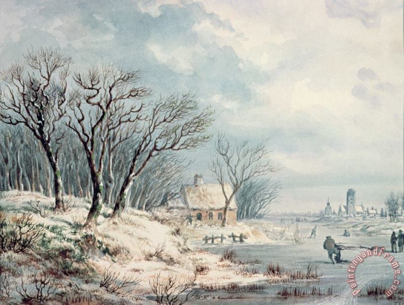 Landscape in Winter painting - JJ Verreyt Landscape in Winter Art Print