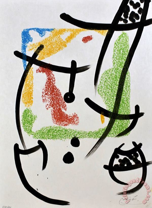 Joan Miro Composition Viii, 1968 Art Painting