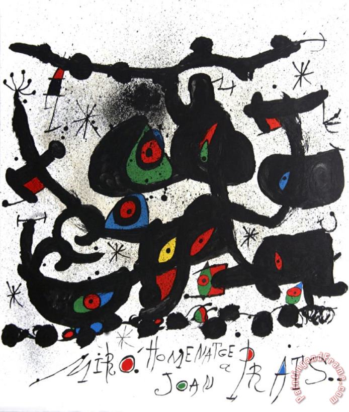 Homage a Joan Prats 1972 painting - Joan Miro Homage a Joan Prats 1972 Art Print