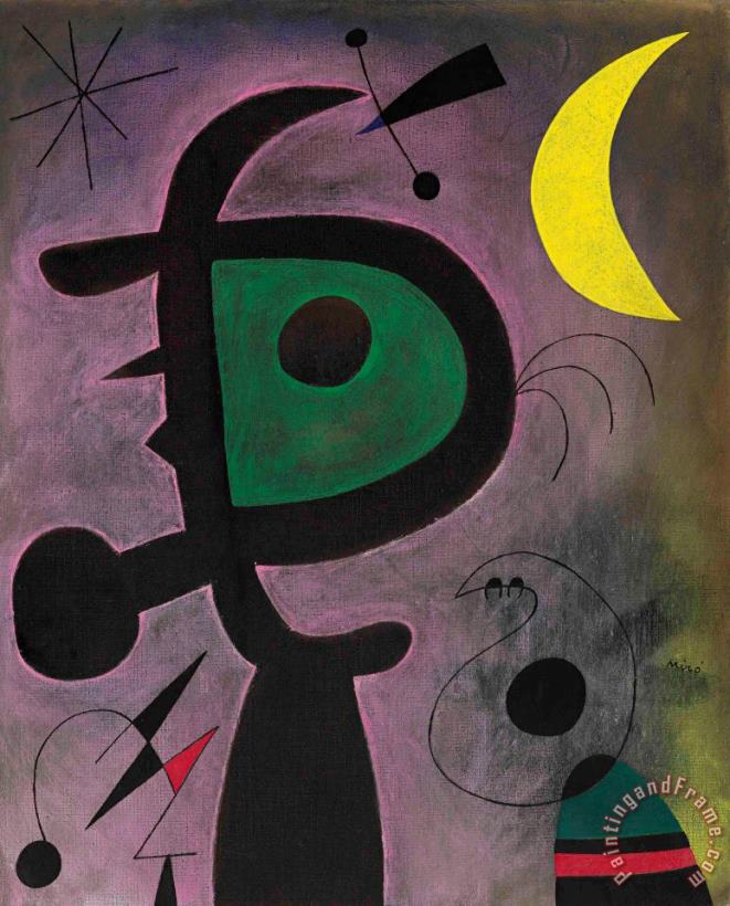Joan Miro L'arete Rouge Transperce Les Plumes Bleues De L'oiseau Au Pale Bec, 1951 Art Print